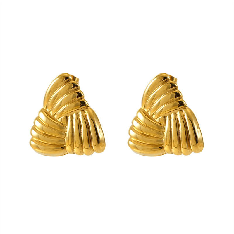 Gold Triangle Swirl Earrings