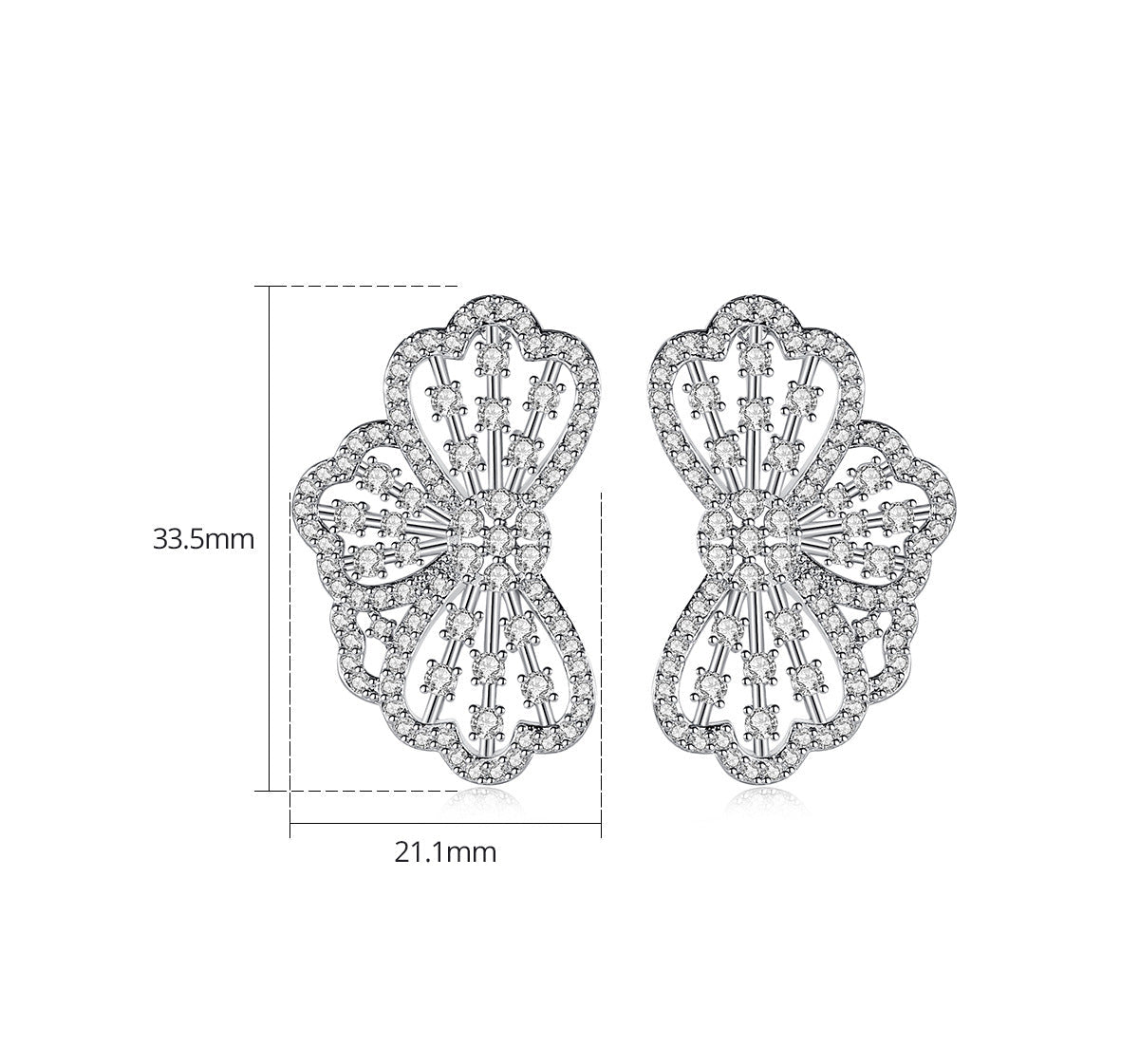 Crystal Wing Silver Studs