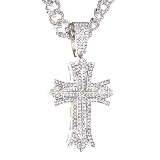 Iced Out Cross link Necklace