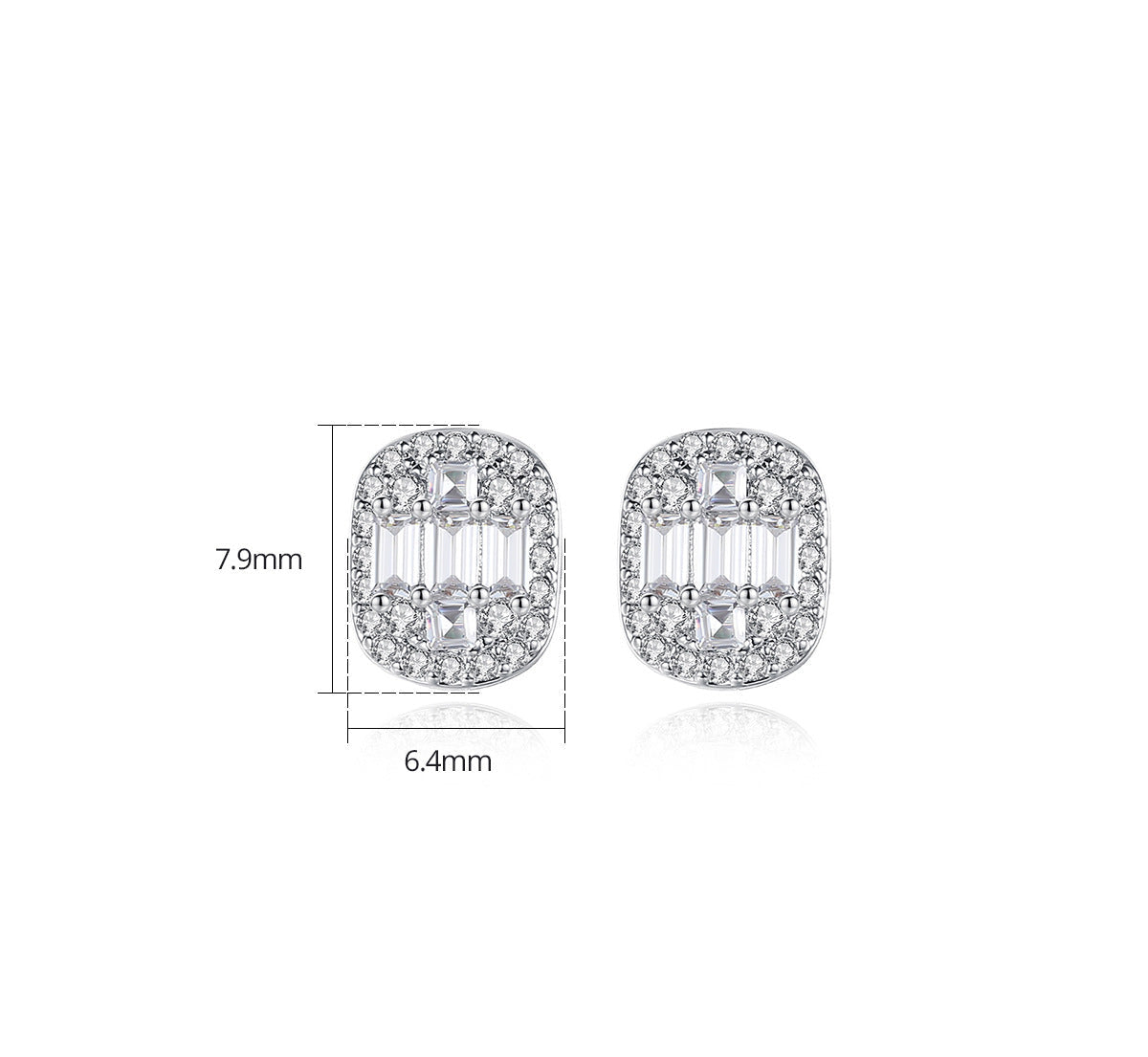 Baguette Halo Stud