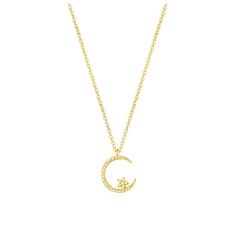 Crescent Star Necklace ( 925 Sterling Silver)