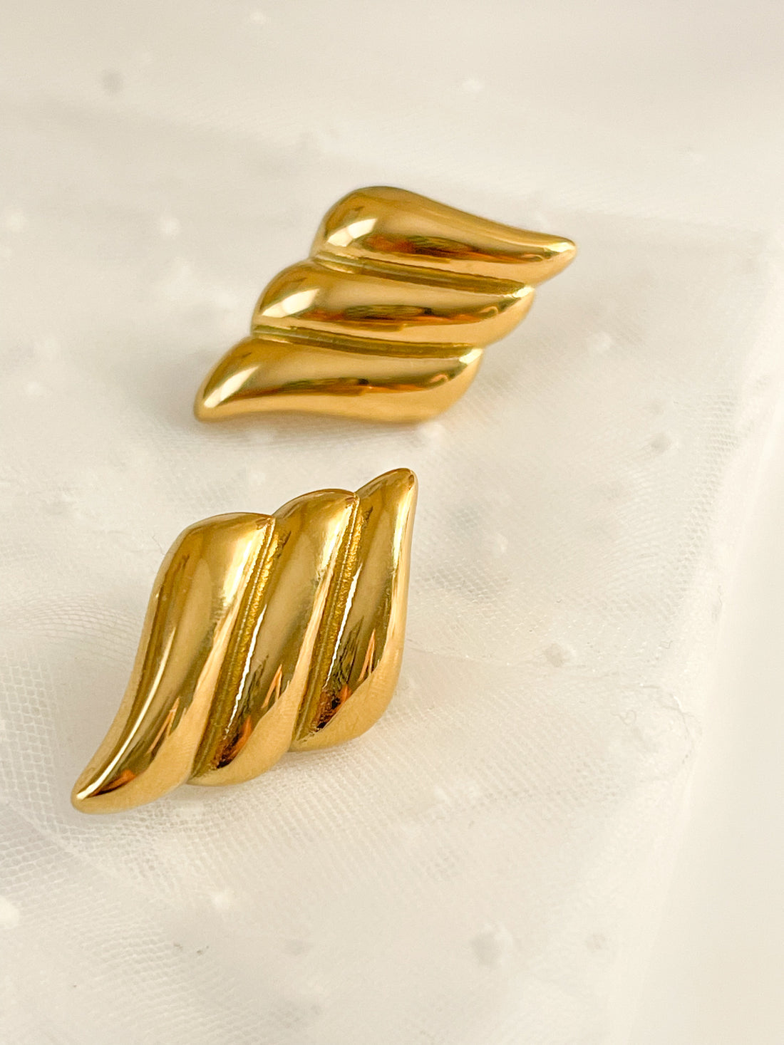 Wing Inspired Gold Earrings