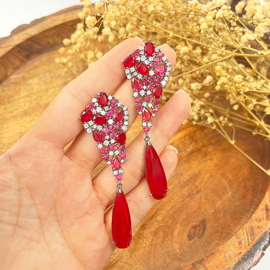 Cluster Ruby Diamond Earrings