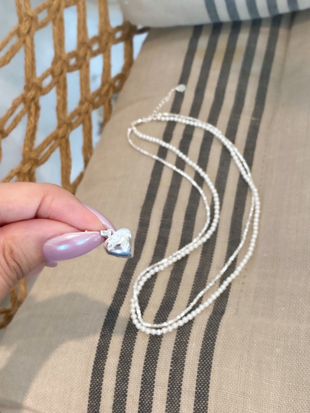 Delicate Layered Necklace with Heart Charm