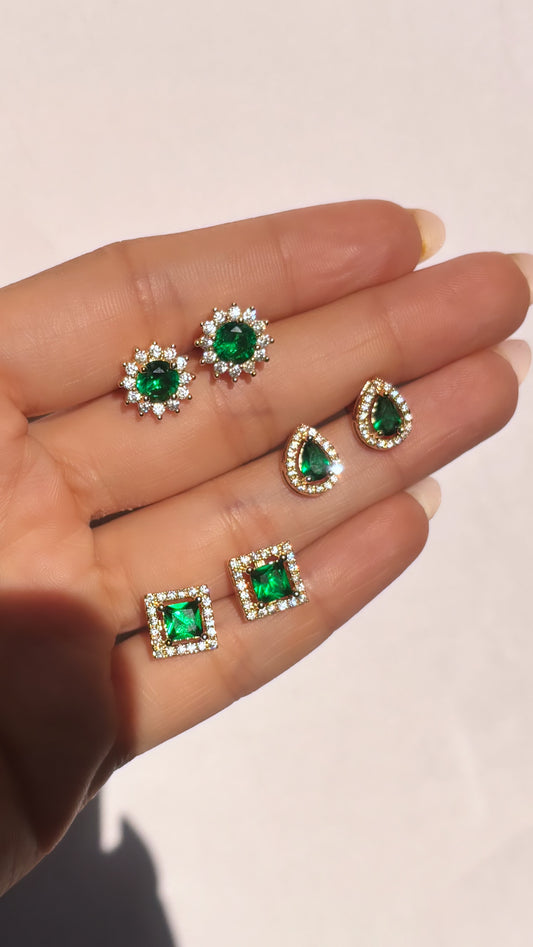 Emerald Multi-Shape Stud Earrings