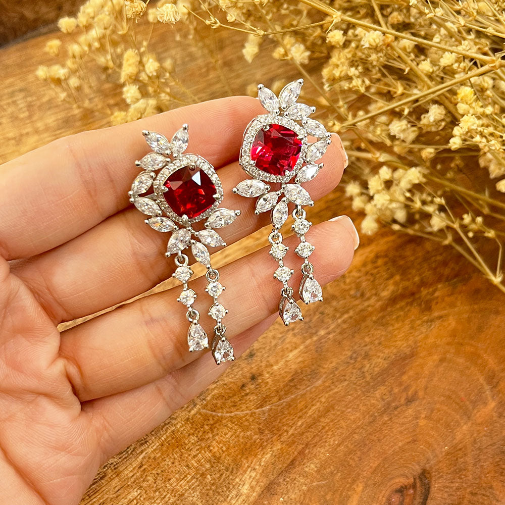 Ruby Half-Flower Earrings