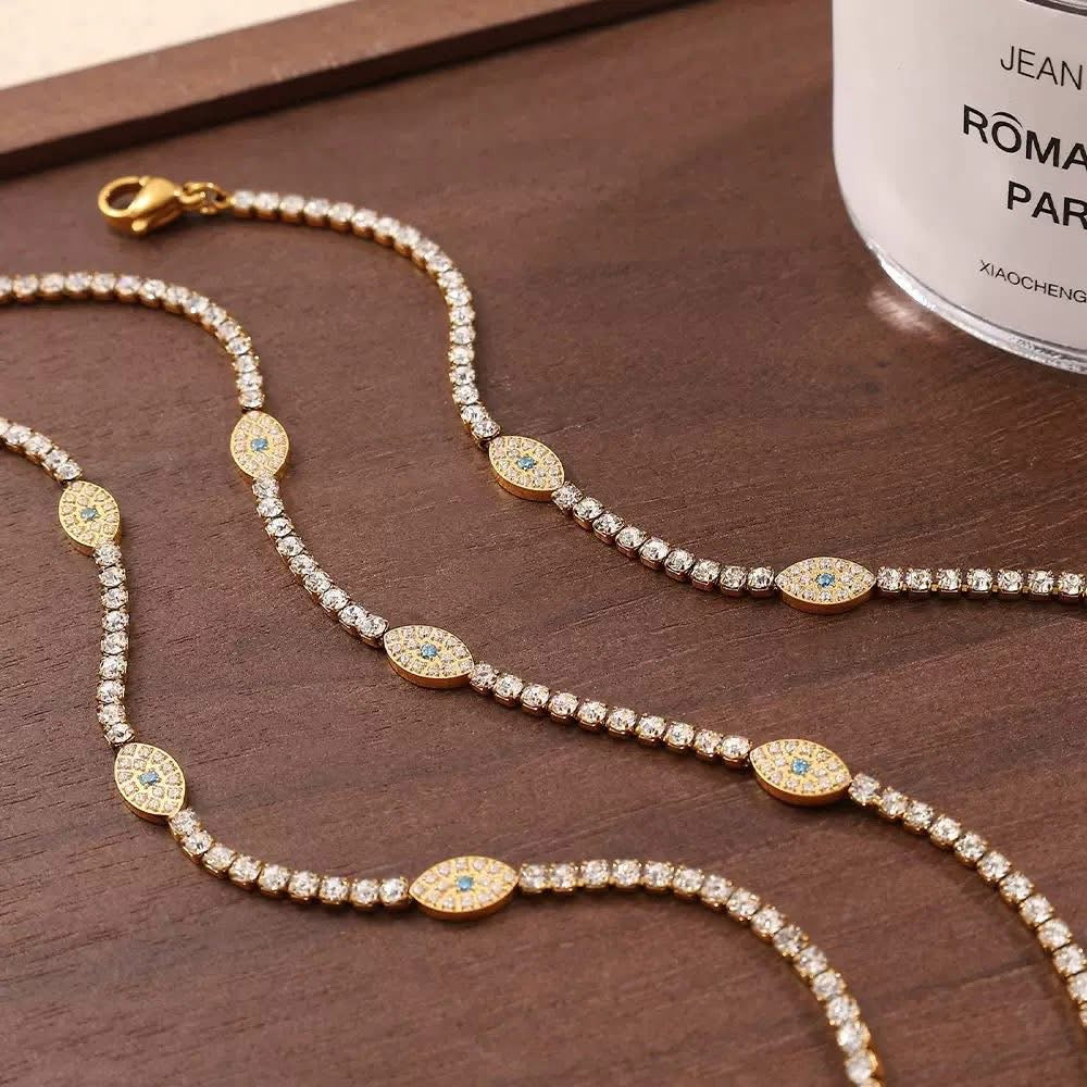 Evil Eye Bling Necklace and Bracelet