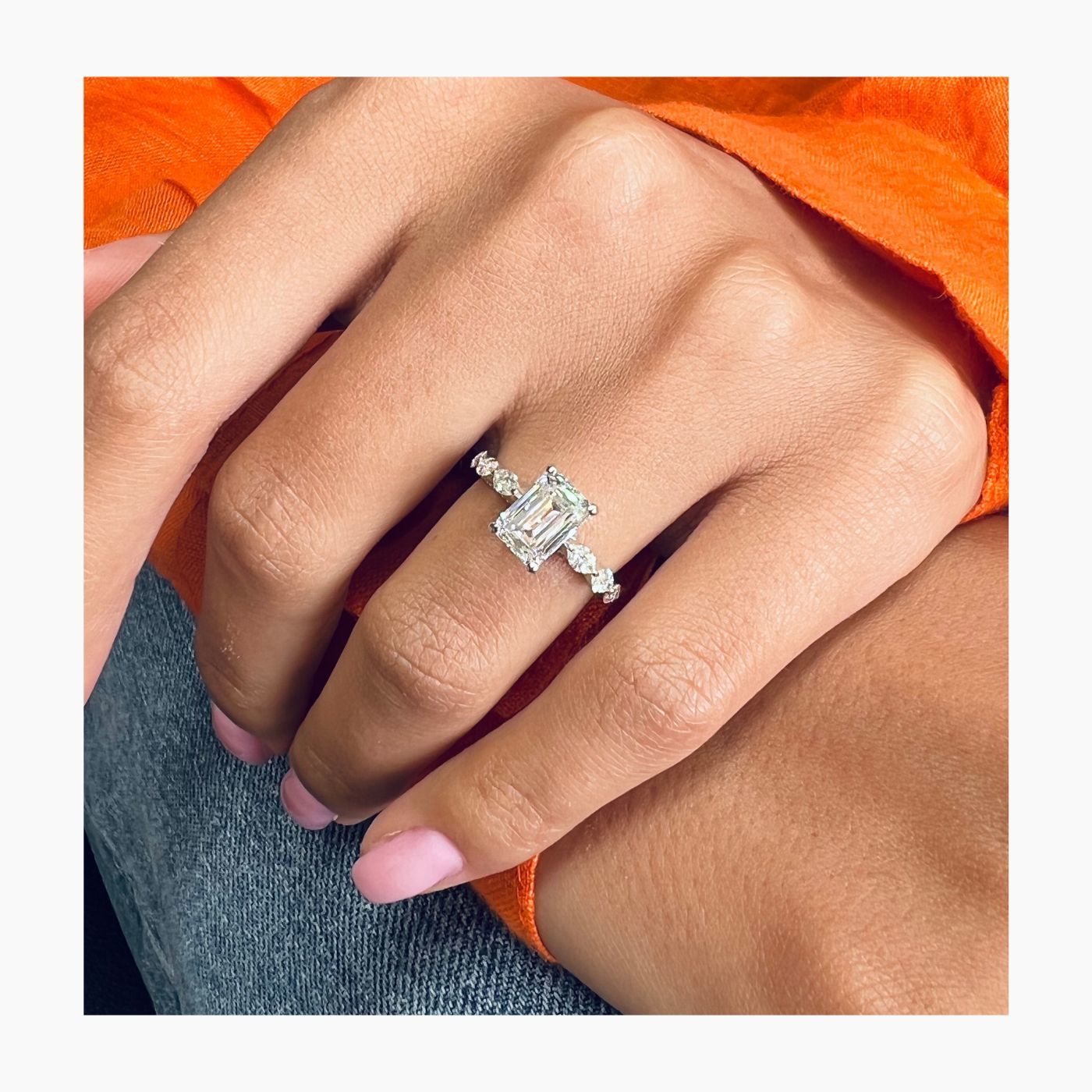 Elsa Emerald Cut Ring (925 Sterling Silver)