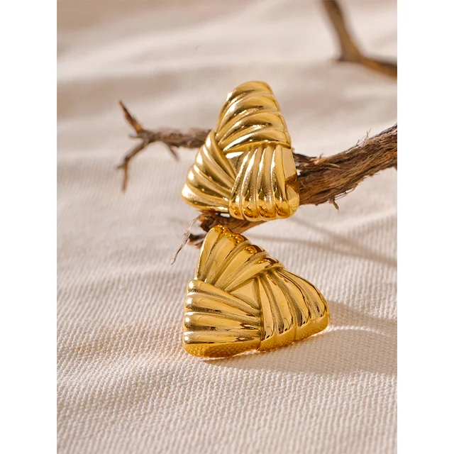 Gold Triangle Swirl Earrings