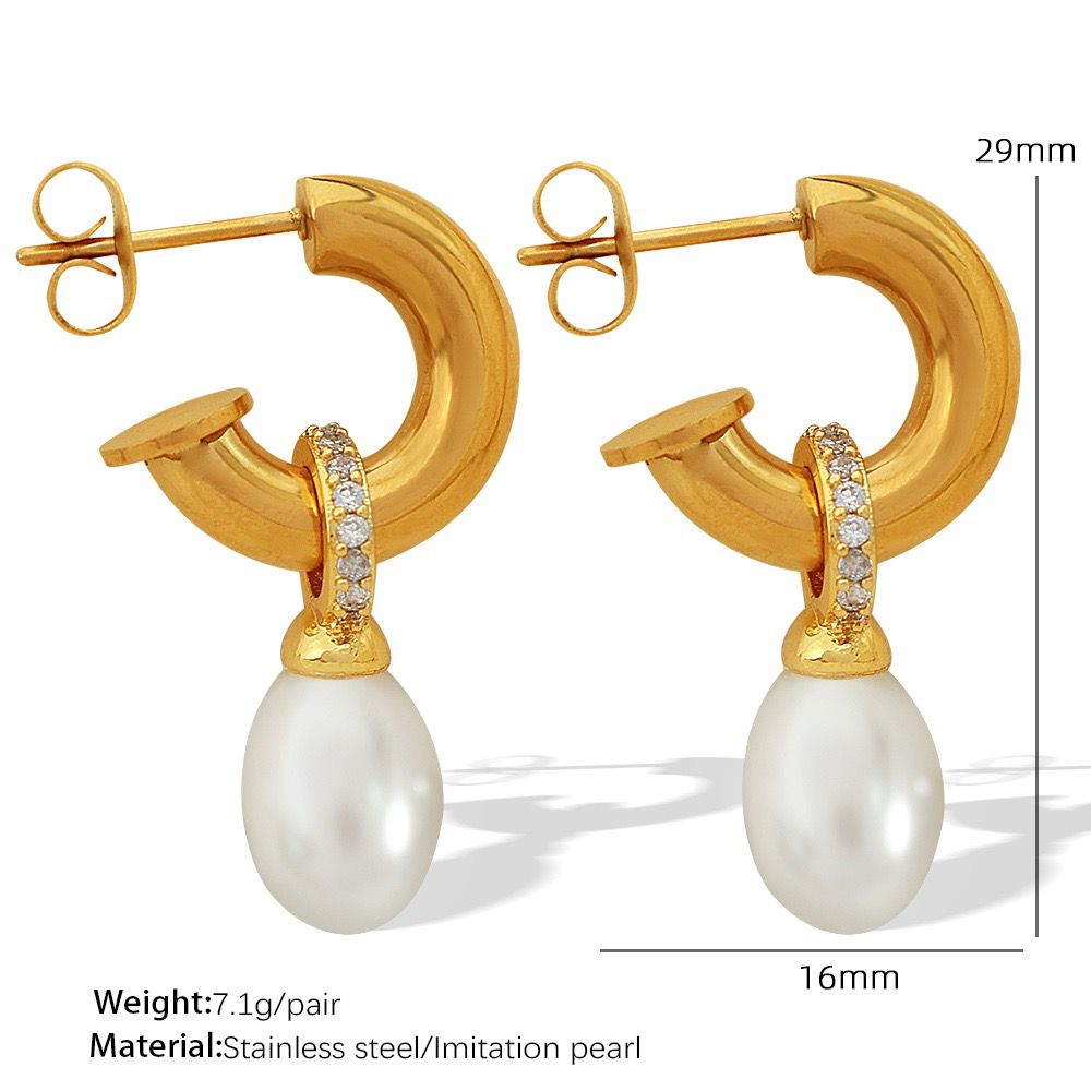 Pearl Crescent Hoop Earrings
