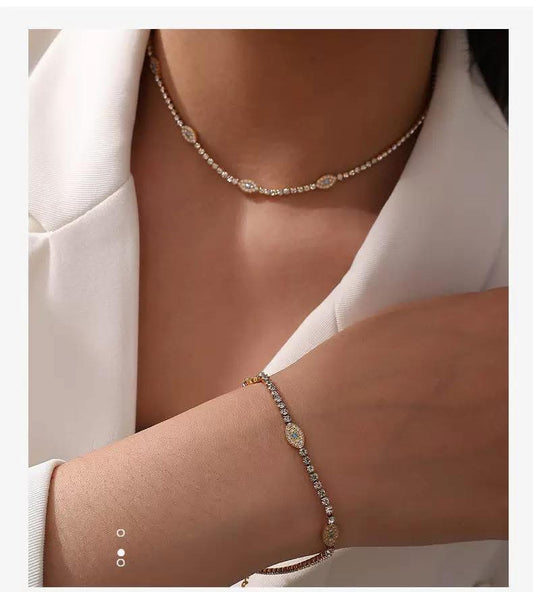 Evil Eye Bling Necklace and Bracelet