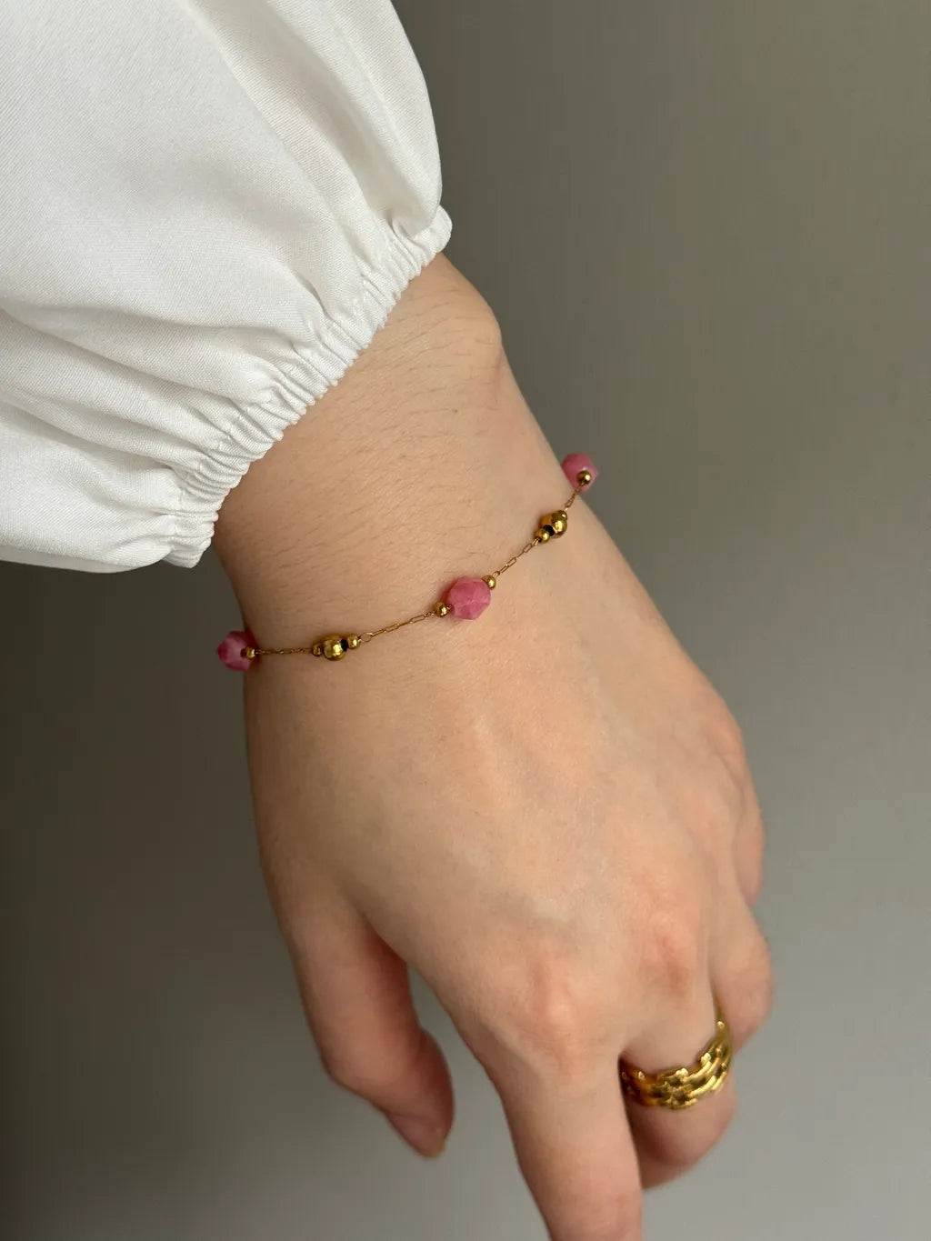 Uncut Pink Ruby Bracelet.