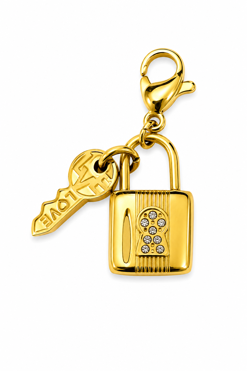 Lock & Key Charm — 18K gold plated, Zewar.co