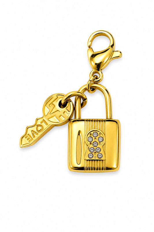 Lock & Key Charm — 18K gold plated, Zewar.co