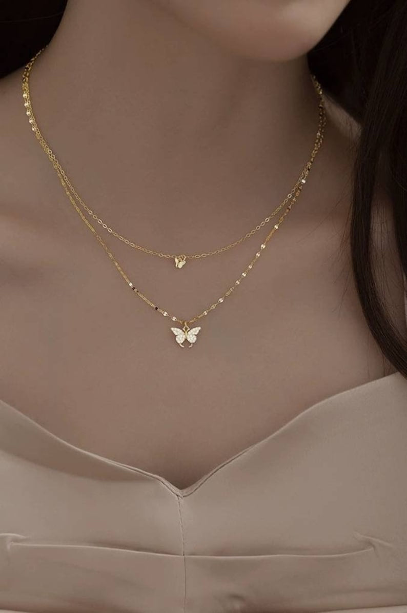 Golden Butterfly Necklace (925 Sterling Silver)