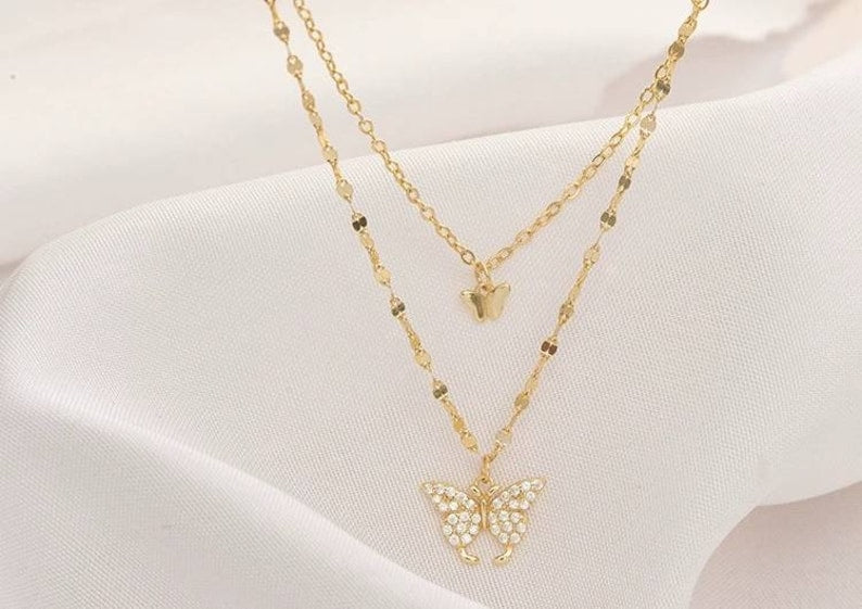 Golden Butterfly Necklace (925 Sterling Silver)