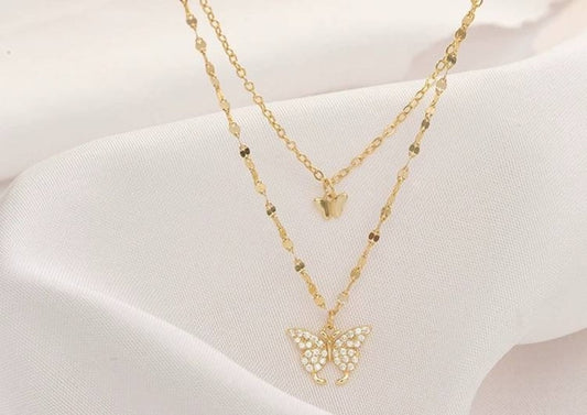 Golden Butterfly Necklace (925 Sterling Silver)