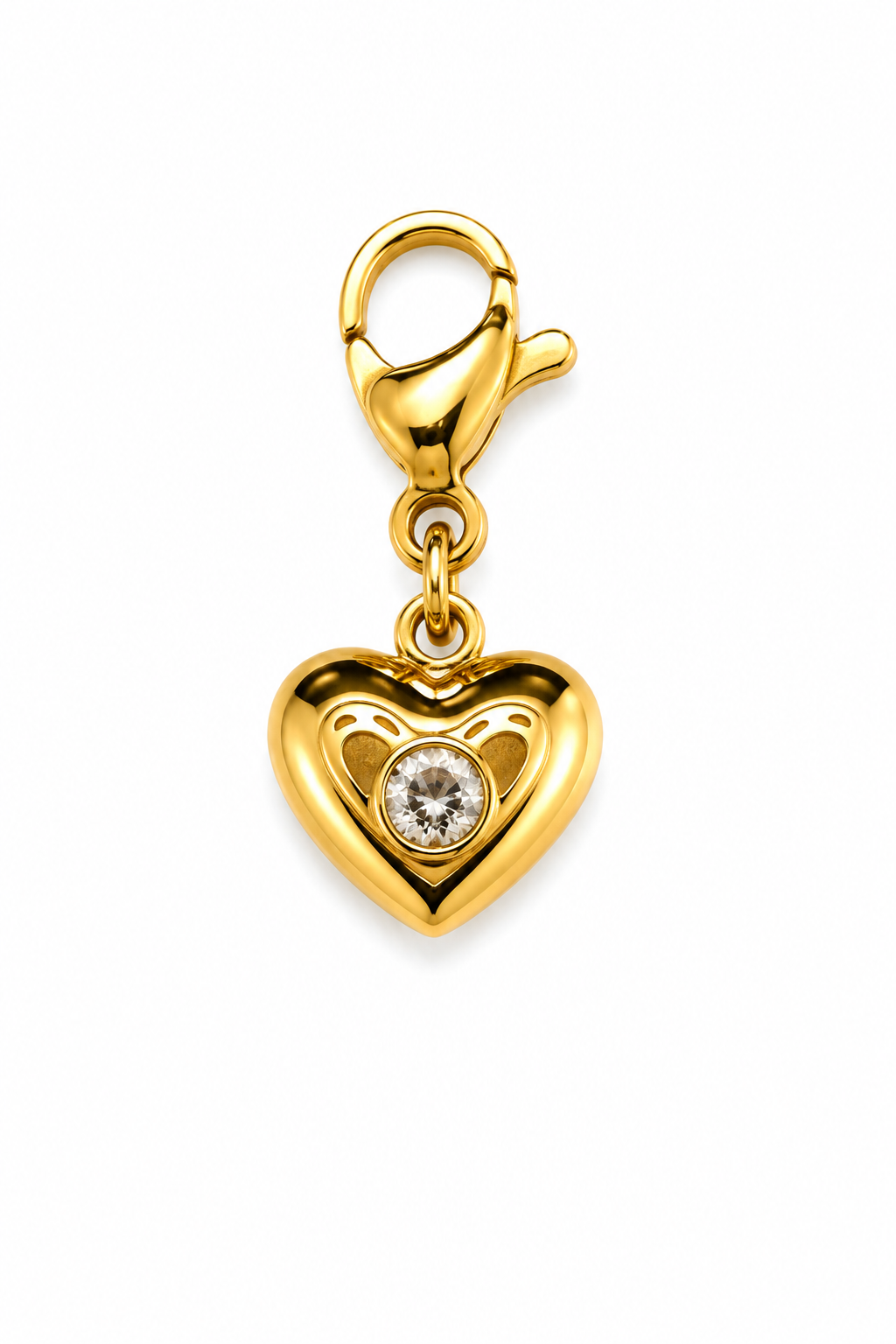 Solitaire Heart Charm — 18K gold plated, Zewar.co