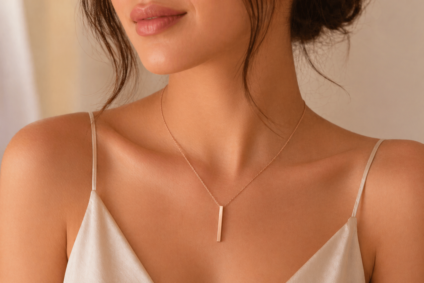Vertical Bar Necklace (Rose gold )