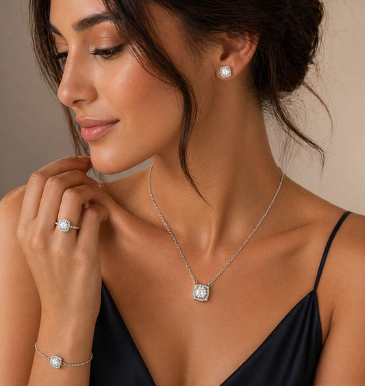 Radiant Halo Necklace Set