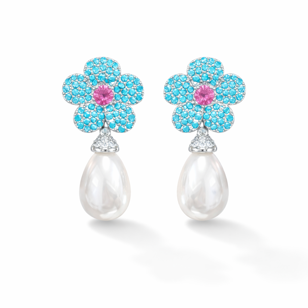Blooming Studded Flower Earrings