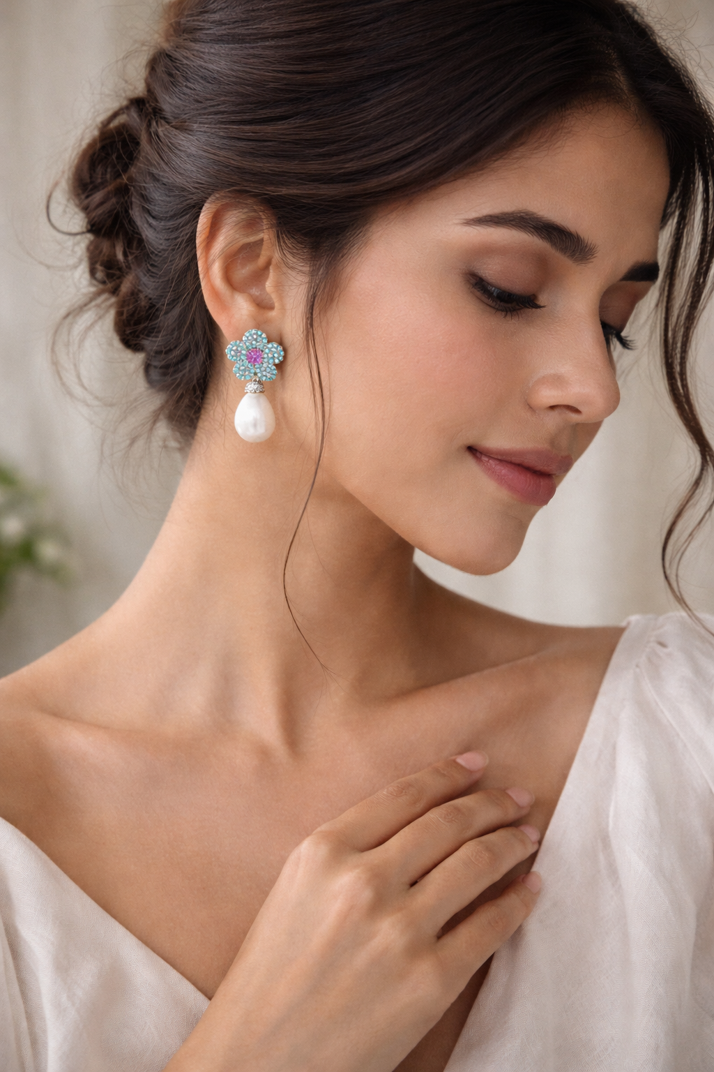 Blooming Studded Flower Earrings