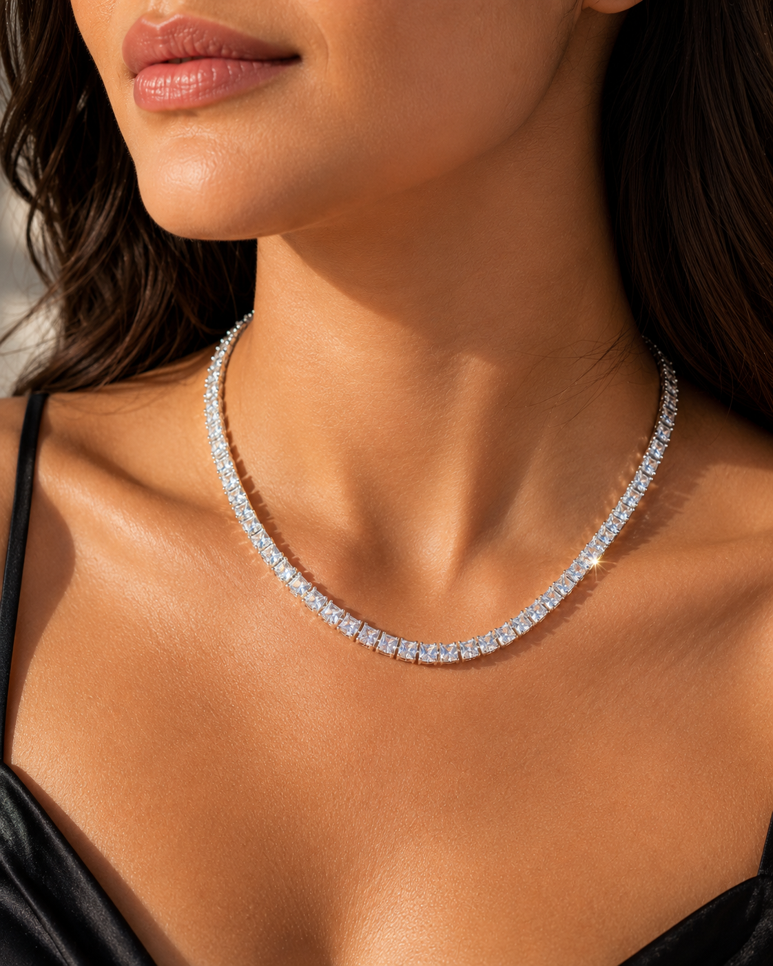 Princess Cut Tennis Necklace