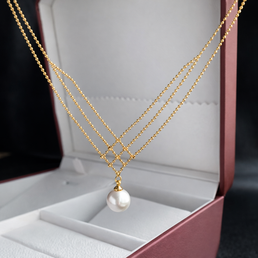 Golden Layers Pearl Necklace