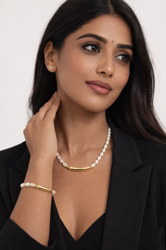 Ivory Bar Necklace & Bracelet