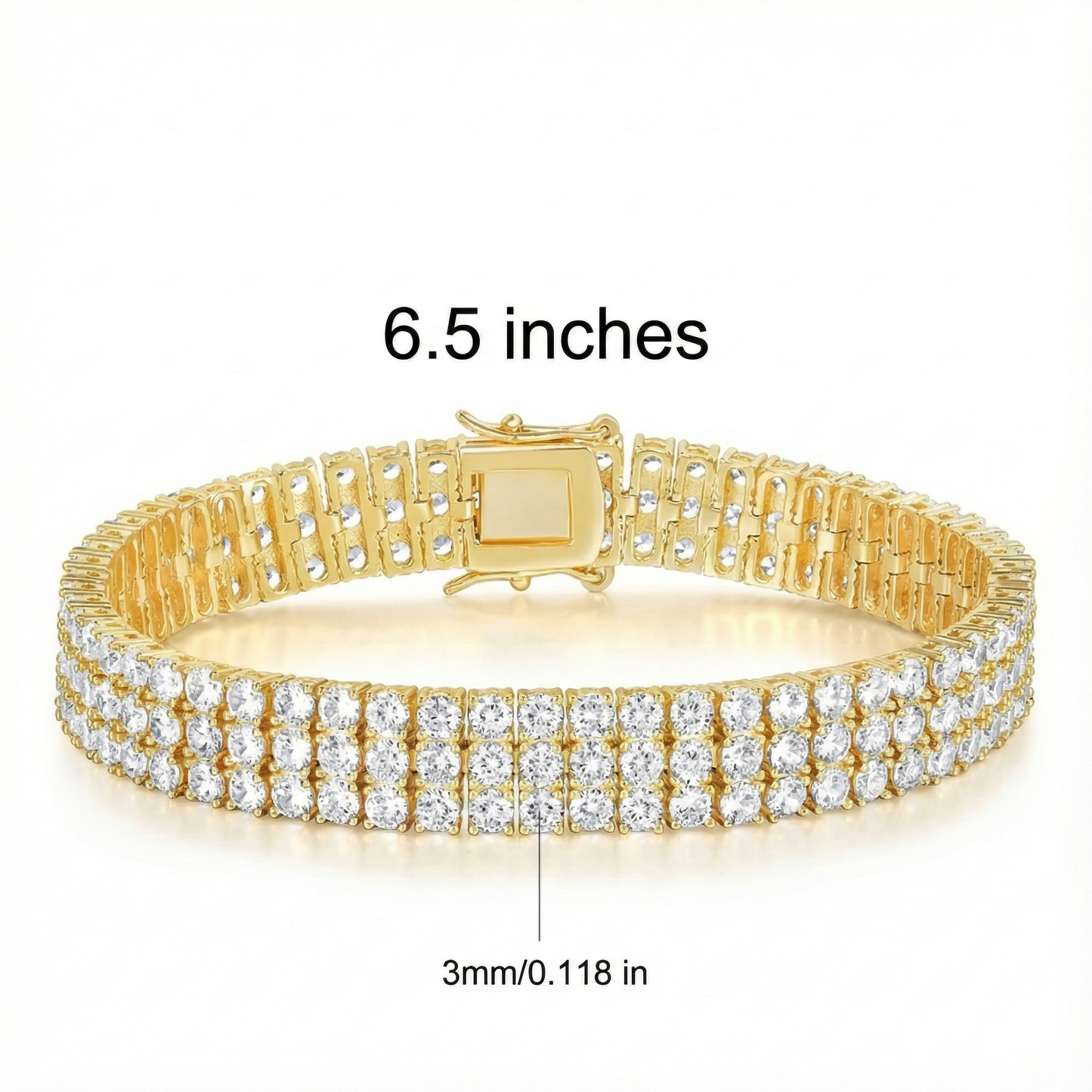 3MM TRIPLE LAYERED SWAROVSKI TENNIS BRACELET.