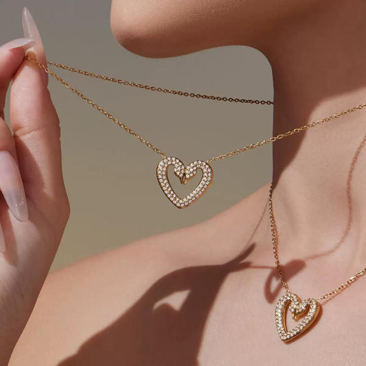 Hearty Necklace and Bracelet Set