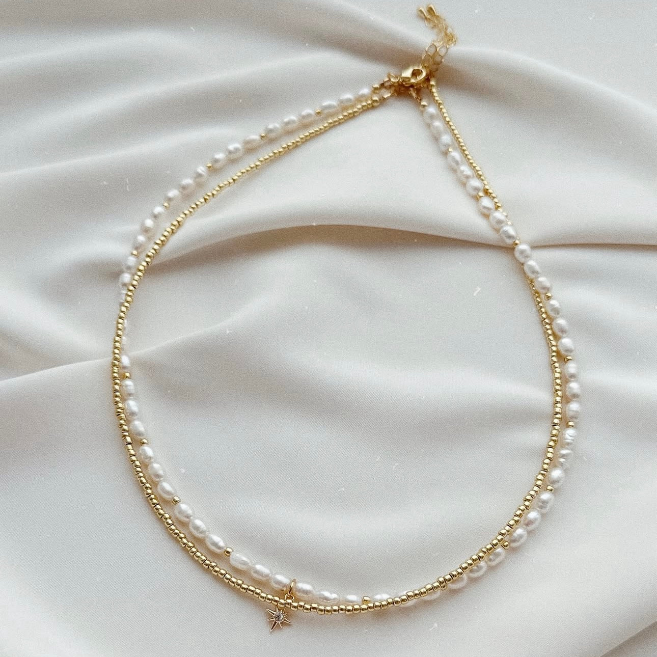 The Star Natural Pearls + Gold Beads Chain