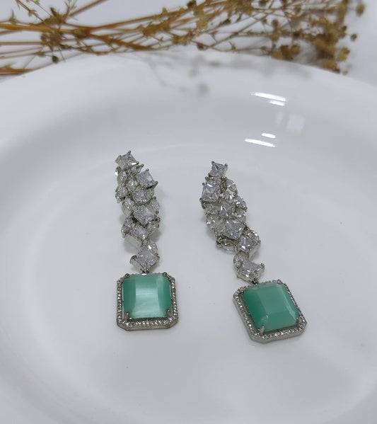 Elegant Mint Green Diamond Earring
