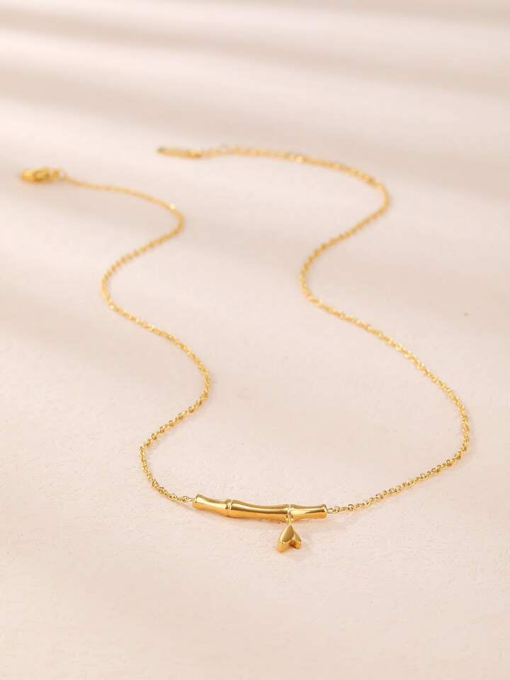 Gold Bamboo Charm Necklace