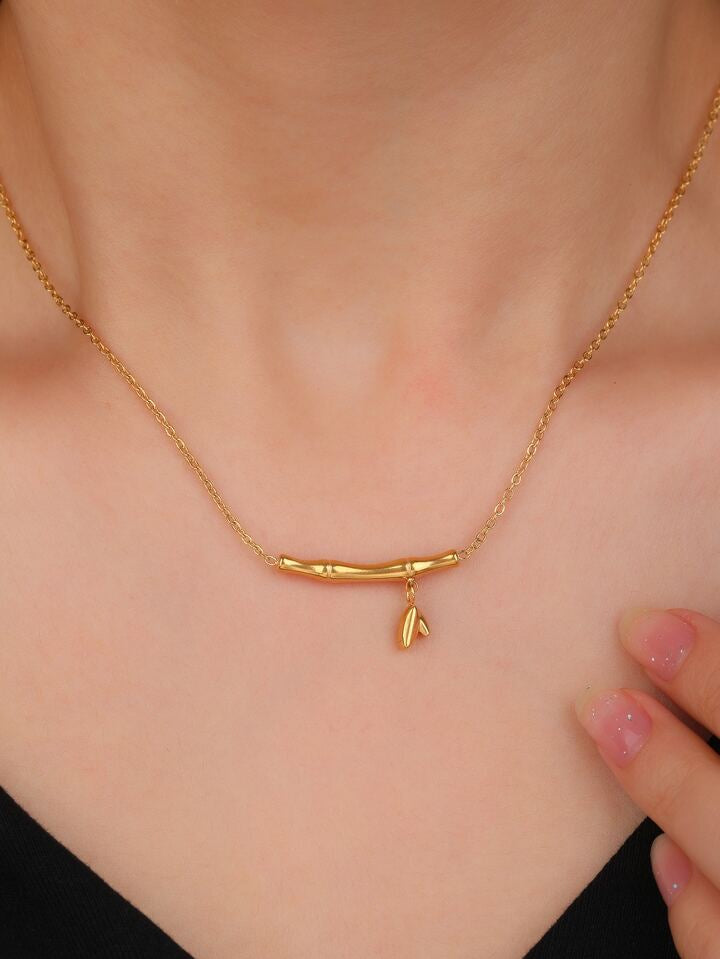 Gold Bamboo Charm Necklace