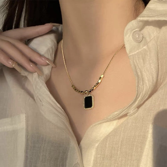 Black Onyx Necklace (Titanium Steel)