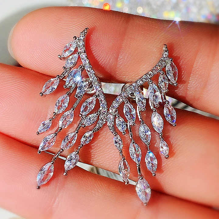 Angel Wings Diamond Earrings (925 Sterling Silver)