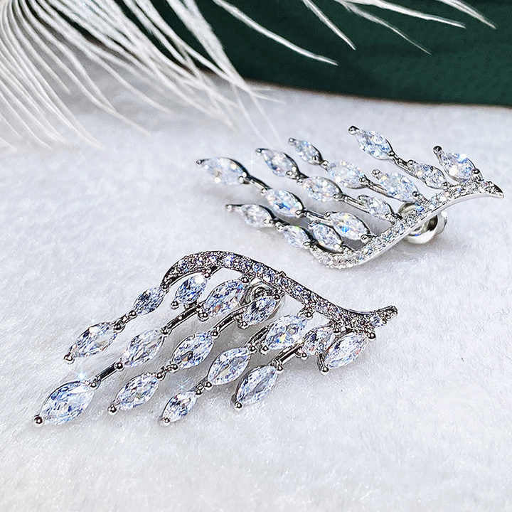 Angel Wings Diamond Earrings (925 Sterling Silver)