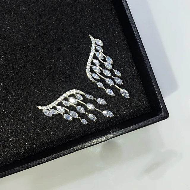 Angel Wings Diamond Earrings (925 Sterling Silver)