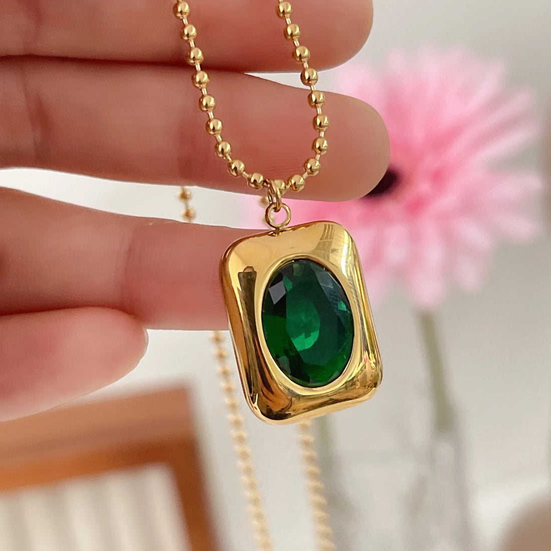 Green Mirror Necklace