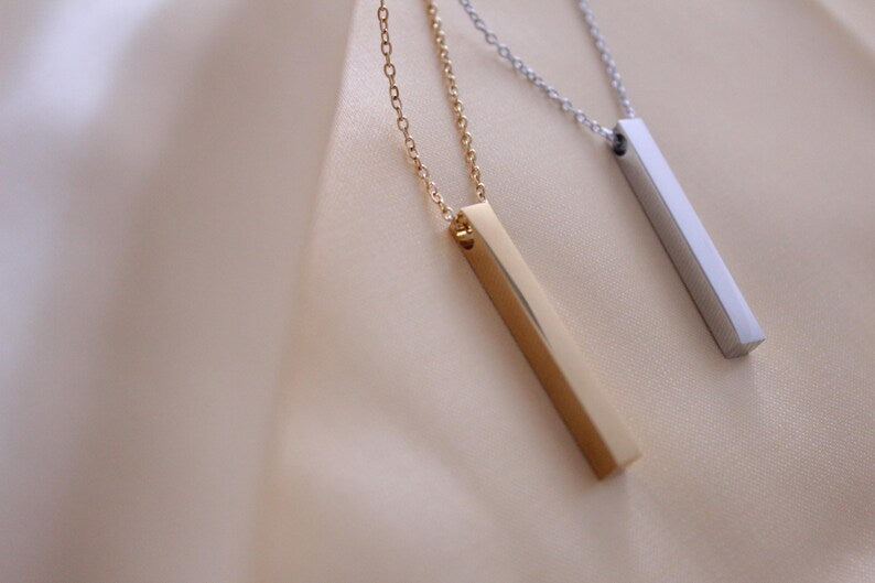 Vertical Bar Necklace (Rose gold )