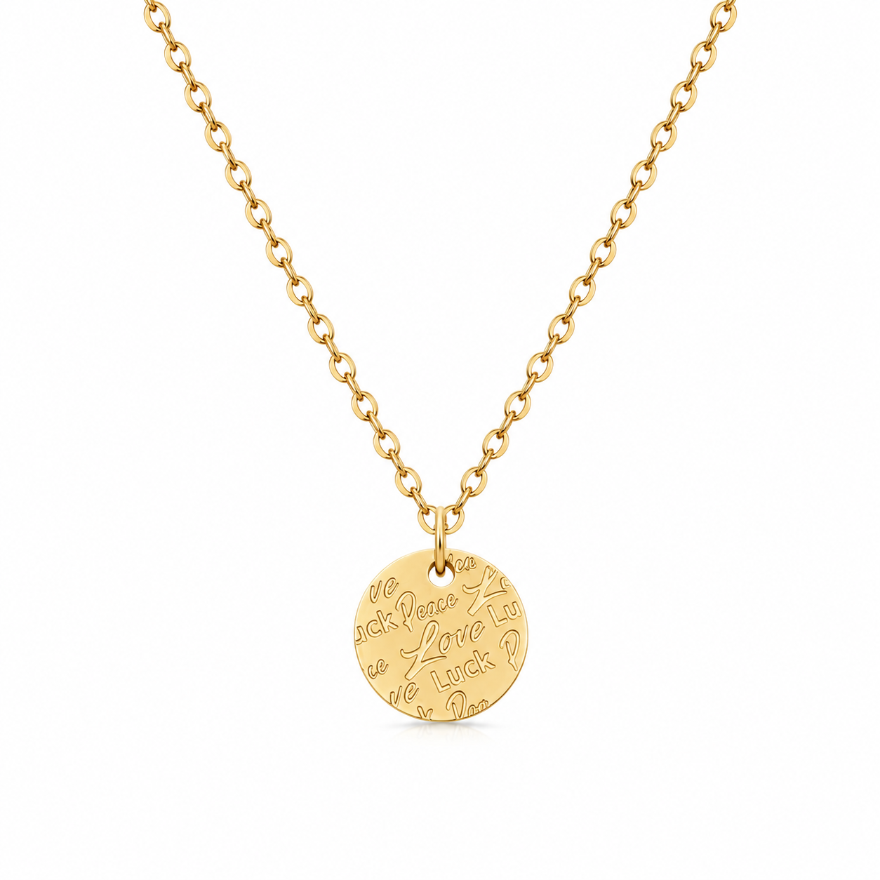 Amora Affirmation Disc Necklace (Titanium Steel)