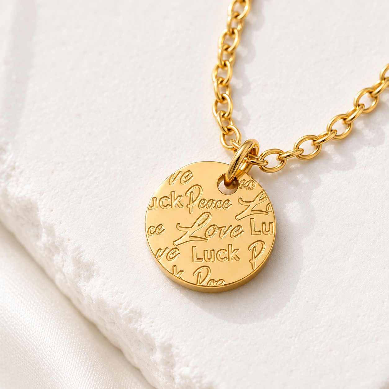 Amora Affirmation Disc Necklace (Titanium Steel)