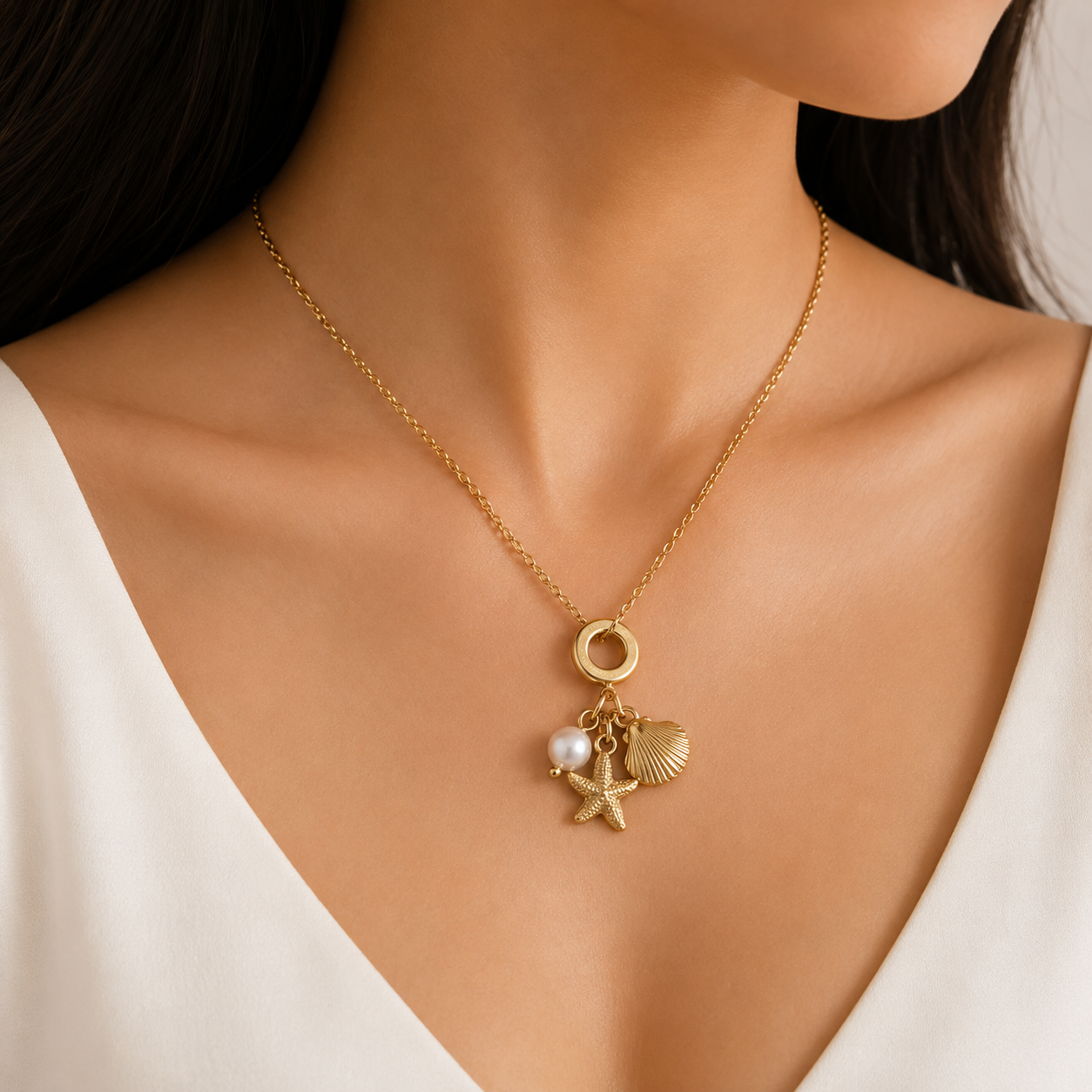 Ocean Treasures Charm Necklace  (Titanium Steel)