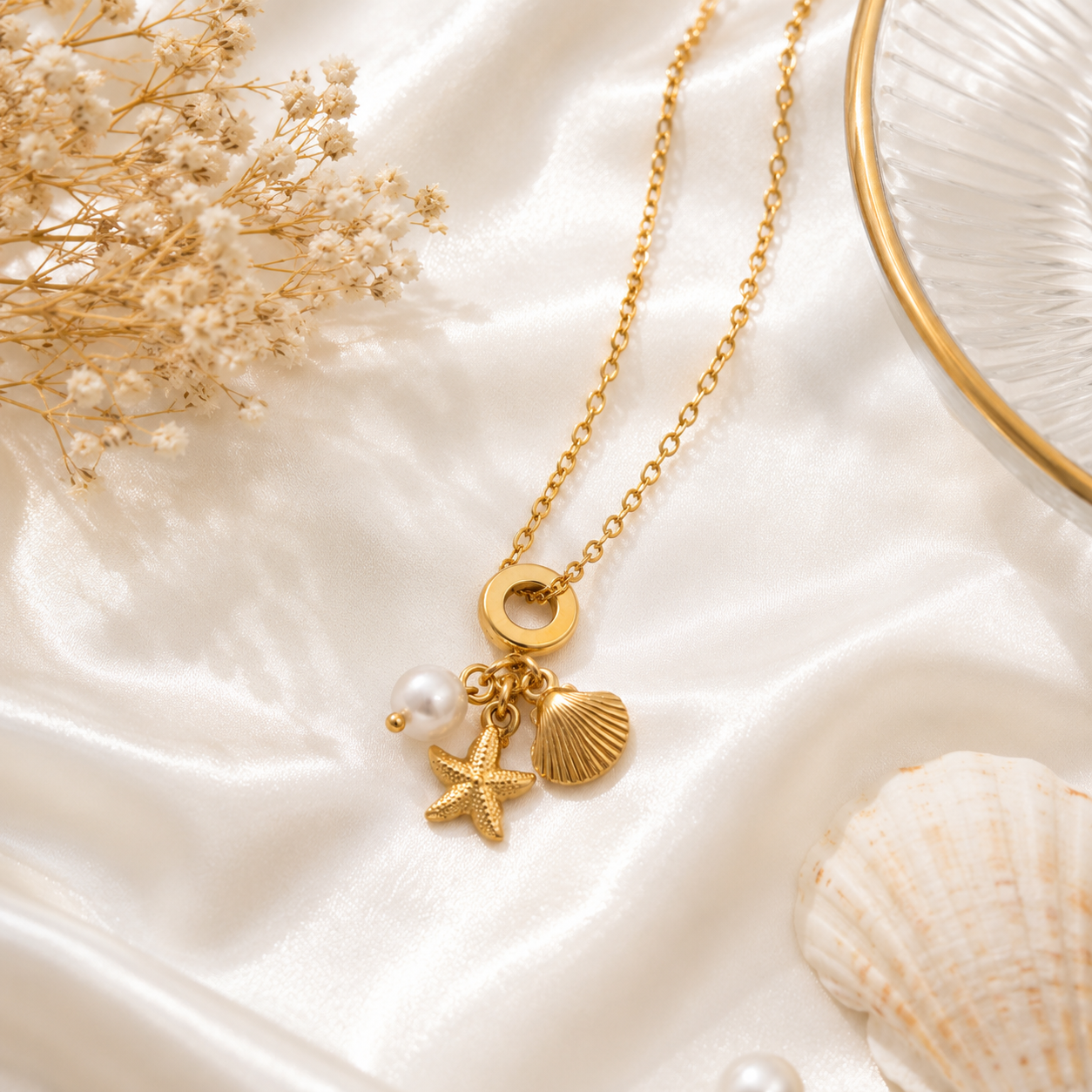 Ocean Treasures Charm Necklace  (Titanium Steel)