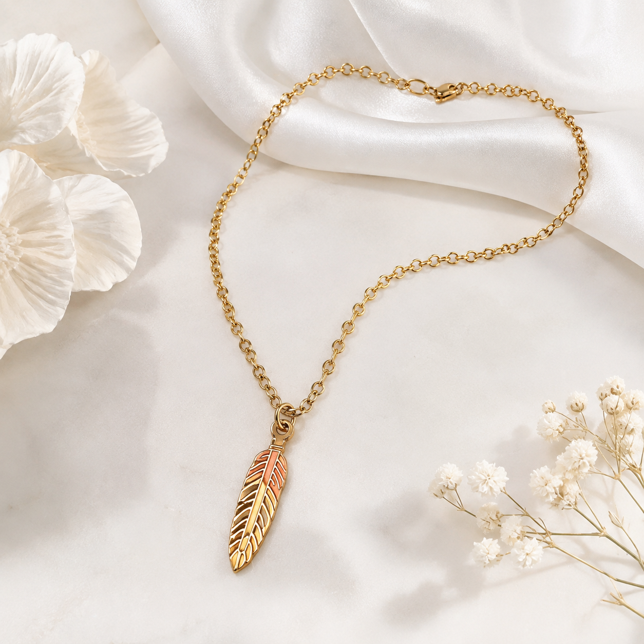 Whispering Feather Necklace (Titanium Steel)