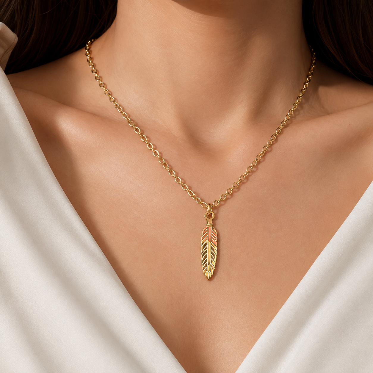 Whispering Feather Necklace (Titanium Steel)