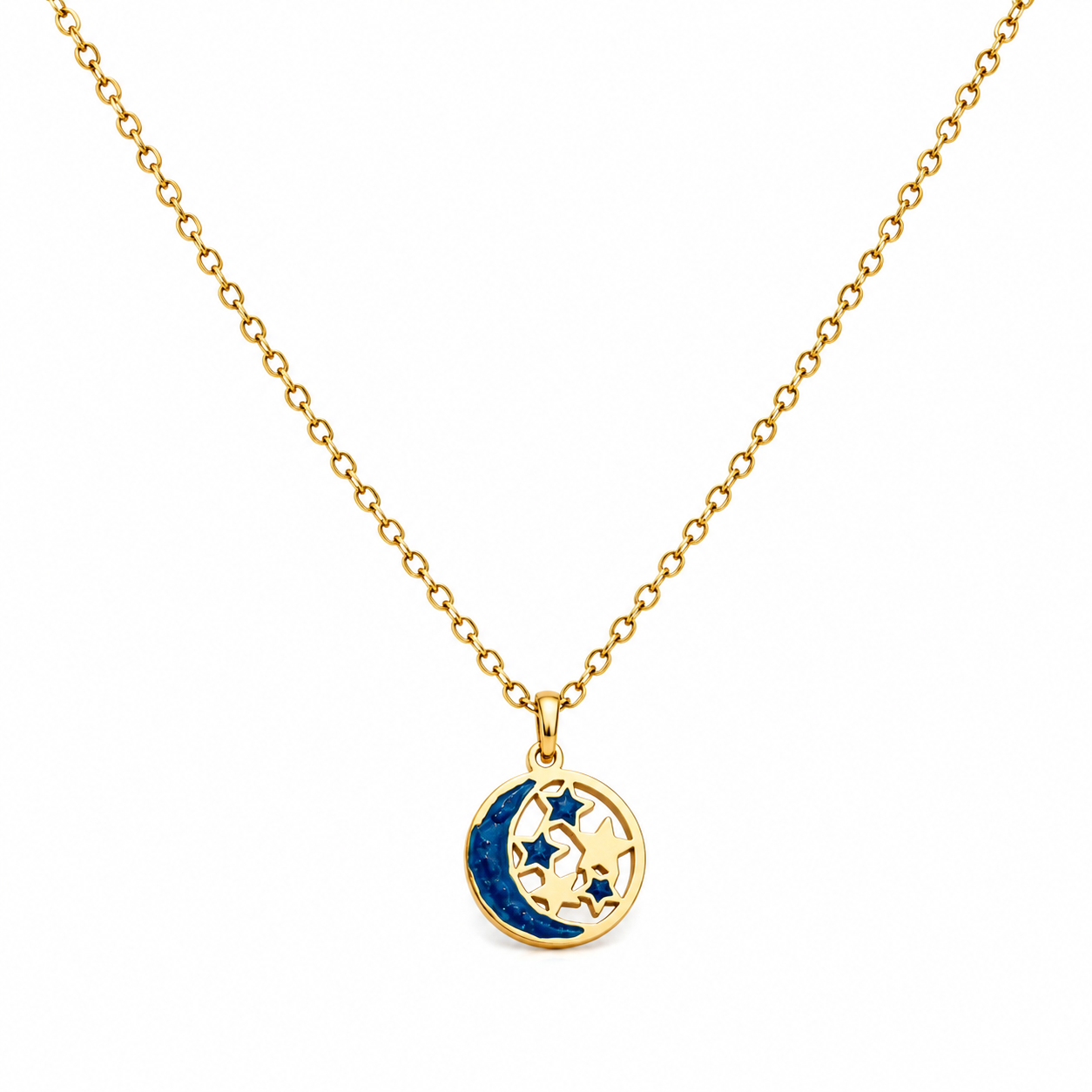 Moon & Stars Pendant Necklace (Titanium Steel)