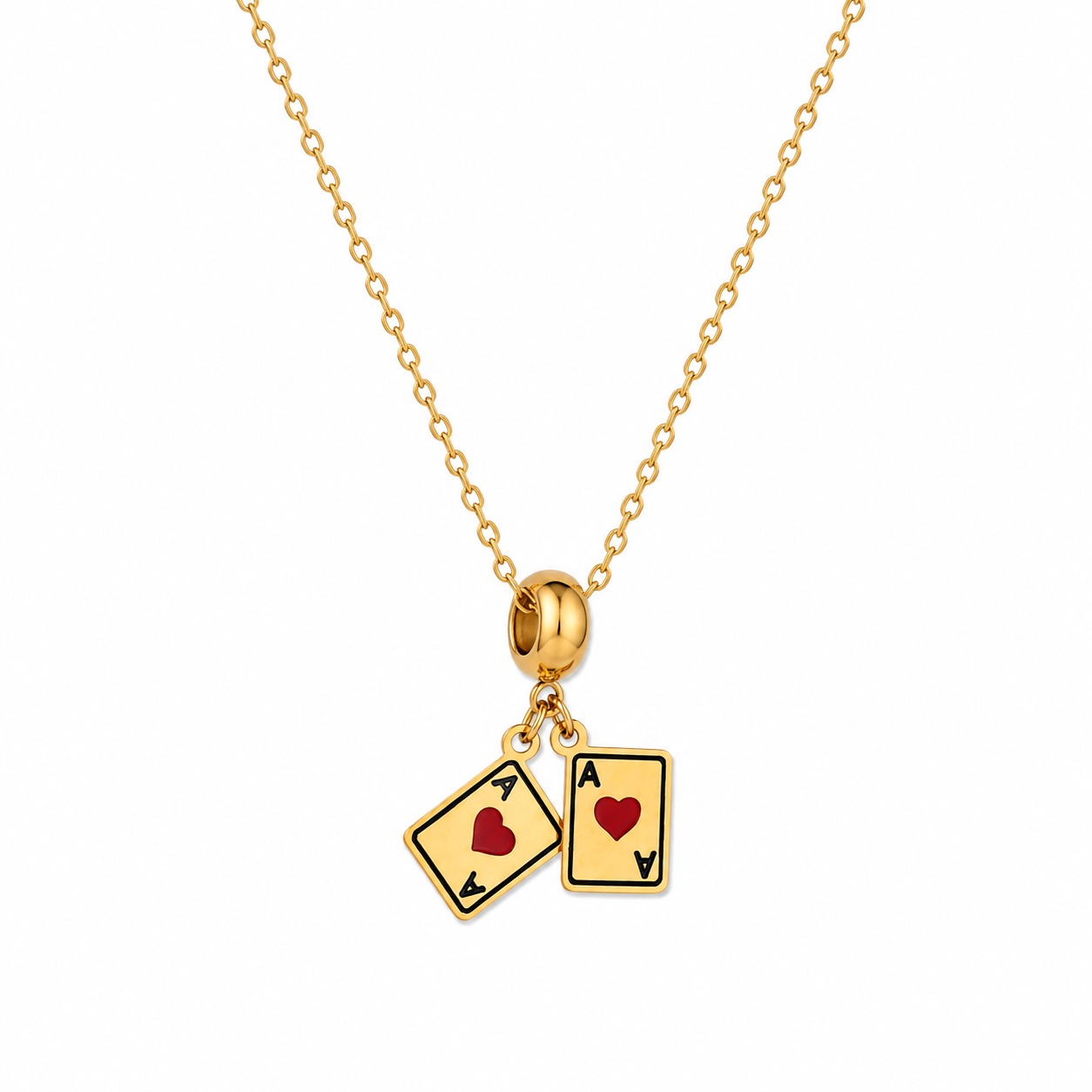 Lucky Pair Ace Charm Necklace (Titanium Steel)