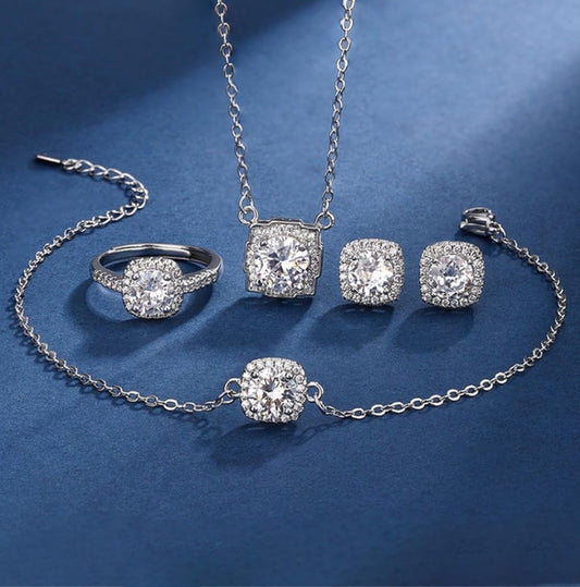Radiant Halo Necklace Set